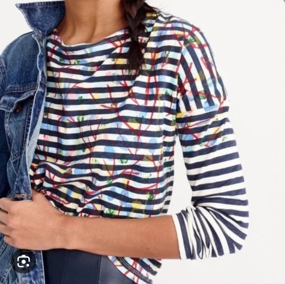 Michelle de Feo for J Crew Long Sleeve Striped T Small - Picture 3 of 9